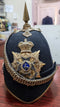 SB19 The Sherwood Foresters Victorian Blue cloth helmet complete with all fittings. Helmet plate with good enamel and original to the helmet.