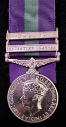 P101 Single. GSM 1918 G.VI.R. two clasps “PALESTINE 1945-48 MALAYA”, 2626306 GDMN. R. Griffiths, GREN. GDS.