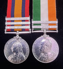 P49 Pair : Queen’s South Africa Medal 1899 with three clasps "CC, OFS, JoB.” and Kings South Africa medal with two clasps “S.A 1901 & S.A. 1902” both medals correctly impressed to 5131 Pte. P. Sweeney, Cheshire Regt.