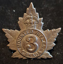4-3, 3rd CANADIAN MOUNTED RIFLES COLLAR BADGE