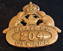 E204 - 204th BATTALION (TORONTO BEAVERS) COLLAR BADGE (ELLIS MARKED)