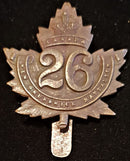 E26 - 26th BATTALION, (NEW BRUNSWICK) CAP BADGE (TIFTAFT MARKED)