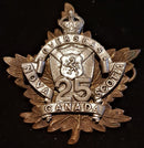 E25 - 25th BATTALION, (NOVA SCOTIA) OFFICER’S CAP BADGE