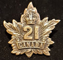 E21 - 21st BATTALION (EASTERN ONTARIO) COLLAR BADGE