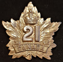 E21 - 21st BATTALION (EASTERN ONTARIO) CAP BADGE