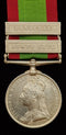 P27 SINGLE: Afghanistan 1881 two clasps; ‘AHMED KHEL, KANDAHAR’ engraved 1989 Pte. C. Adams 2/60th FOOT