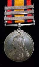 Single :QUEENS SOUTH AFRICA MEDAL 1899 three clasps " CC, SA 01, SA 02" Impressed 4853 Pte.J.G.Banes , 12th Lancers.