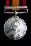 Single :QUEENS SOUTH AFRICA MEDAL 1899 one clasp "CC" impressed 3587 Pte.C.Cookson. Rl.Warwick Rgt.