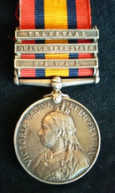 Single: Queen's South Africa 1899-1902, three clasps "Natal, OFS & T" impressed "4433 Pte. J. Duckett, Glouc: Regt" - Good VF SOLD
