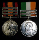 Pair : QUEENS SOUTH AFRICA MEDAL 1899 three clasps " CC,OFS,T". KINGS SOUTH AFRICA two clasps both impressed 5424 Pte.R.Fletcher. L.N.Lanc.Rgt.