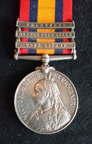 Single: Queen's South Africa 1899-1902, three clasps "CC, OFS, T" impressed "1129 TPR R. E. LEWIS Kimberley Lt. Horse " - VF SOLD