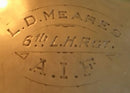 Hallmarked (1915) silver nurses hip flask engraved “L. D. Meares 6th L. H. RGT. A.I.F.” Sister Louisa Devenish Meares saw most of her service in Salonika with a brother (Charles Dycester Devenish Meares) serving with the 6th Light Horse. - SOLD