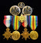Family grouping of two brothers who tragically died in France  Group 1; Pair: 1914/15 Star and Victory medal (missing British war medal). Both correctly impressed to 1384 PTE H. MORRIS 8/BN A.I.F. (1314 CPL H. MORRIS 8 BN A.I.F. on victory)