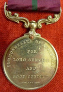 Single: Rare Commonwealth of Australia Long Service and Good Conduct Medal Edward VII issue. Correctly chisel engraved to 521 A/Bdr W. Clarke R.A.A. 30.1.09. Williams claims only 167 issued EF - SOLD