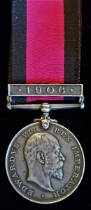 Single: NATAL 1906 one clasp "1906" impressed TPR. F. H. SIMPSON, NATAL SERVICE CORPS - VF SOLD