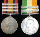 Pair : QUEENS SOUTH AFRICA MEDAL 1899 three clasps "CC, T, Wittebergen", KSA two clasps.1031 CORPL: G. (G. C. on KSA) WILKINSON MANCH: REGT - Good VF SOLD