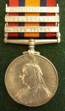 Photo From Tasmanians in the Transvaal War Single : QUEENS SOUTH AFRICA MEDAL 1899 Three clasps "CC, T, S.A.02" impressed 1213 ................. AUS: COM: H. - VF SOLD