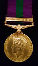 Single: GSM (GV1) One Clasp; "PALESTINE 1945-48" 14468457 SJT. J. BROWN R. A.