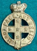 Victorian Military Forces Brass 42mm badge Two screw posts on the rear appear to make this some form of cross belt badge $375