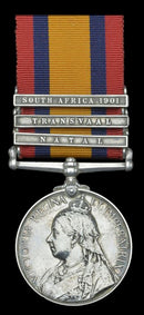 single: Queen’s South Africa 1899-1902, 3 clasps, “Natal, Transvaal & South Africa 1901” 3565 Pte. C. Herbert, 5/Lcrs. Slight edge bruising, very fine - SOLD