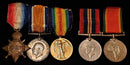 Family Group: Three: 1914-15 Star (Pte. T. E. J. Johnson 87th Infantry); British War and bilingual Victory Medals (Cpl T. E. Johnson. 7th S.A.I.)