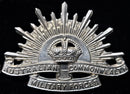 Rare example of a WW2 era Armoured Corps White metal Rising Sun Hat Badge. Note the “Halo” between the rays of the sun. Never encountered this variety before - SOLD