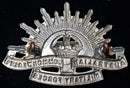 Rare example of a WW2 era Armoured Corps White metal Rising Sun Hat Badge. Note the “Halo” between the rays of the sun. Never encountered this variety before - SOLD
