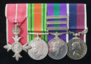 Four: MBE, Defence Medal, GSM clasps Palestine 1945-48, Cyprus, Arabian Peninusla 4003634 AC1 CJ Domoney RAF, RAF LSGC 4003634 SGT CJ Domoney RAF