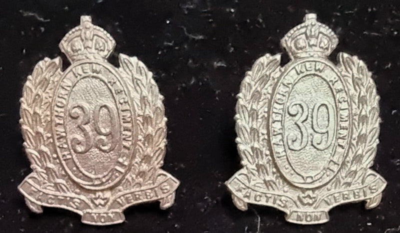 39th Infantry BN. The Hawthorn Kew Rgt. Oxy collar pair. Mint