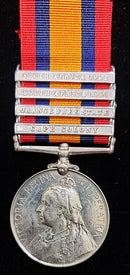 Single: Queen’s South Africa 1899-1902, 4 clasps, Cape Colony, Orange Free State, South Africa 1901, South Africa 1902 (3446 Pte. J. Ashby. Rl: Fus:)
