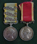 Pair: Crimea Medal three clasps "ALMA, INKERMANN & SEBASTOPOL" and China Medal 1857. Crimea period engraved T. EWEN 8TH COY R*S*M, China Medal impressed CORPL THOS EWEN 23RD C. ROYAL ENGRS.