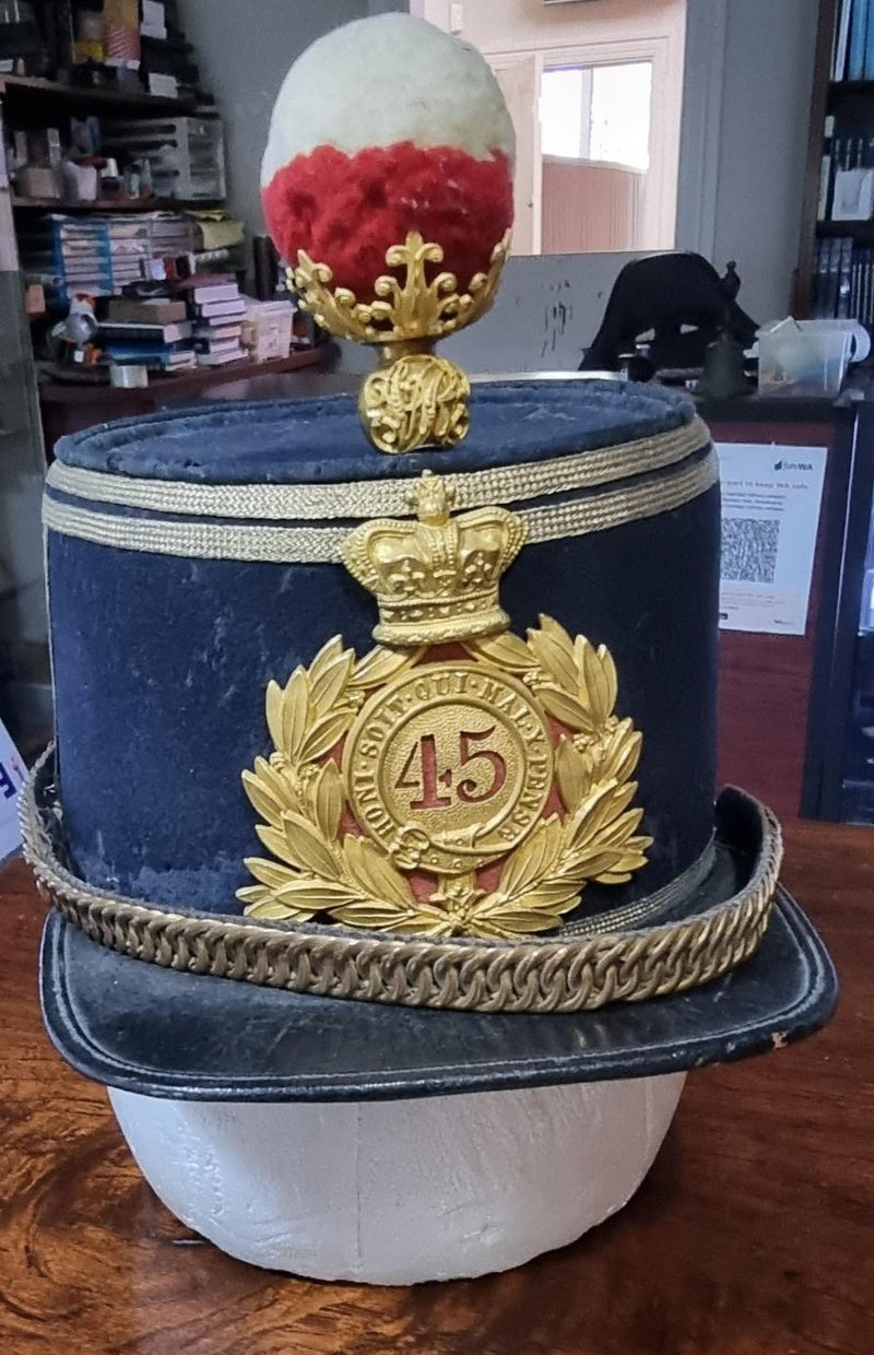 A 45th (Sherwood Foresters) Regiment of Foot Officer’s 1869-78 Pattern Shako.