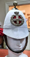 A Scarce example of a New South Wales Artillery White Cloth 6 panel Pre-Federation Helmet Circa 1890.