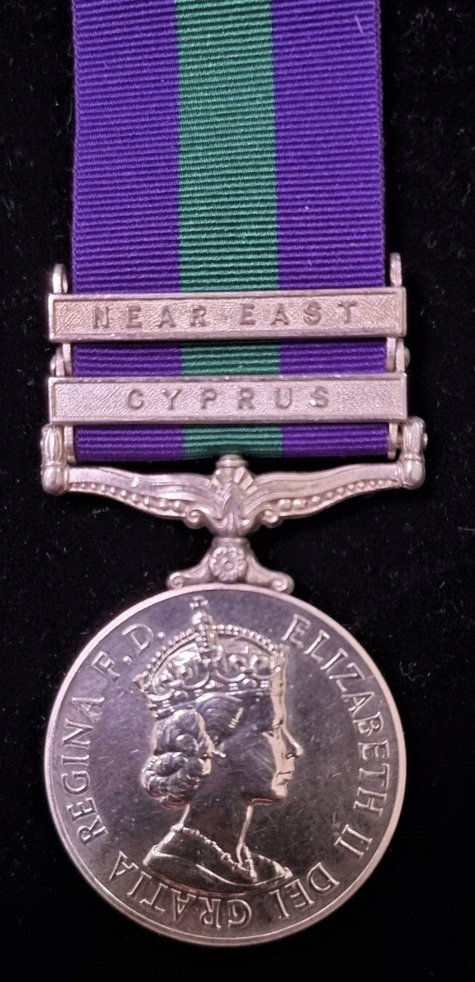 P99 Single. GSM 1918 E.II.R. Two clasps “CYPRUS, NEAR EAST”, 23227971 Pte. J. Rankin, R.S.