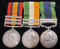 Three: Queen’s South Africa 1899-1902, 3 clasps, Tugela Heights, R. of Ladysmith, Transvaal; King’s South Africa 1901-02, 2 clasps, SA 01, SA 02; IGS 1908-35, 1 clasp, N W Frontier 1908 (5339 Lce-Corpl. W. Watson 1st. W.Y. Regt.)