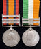 Pair: Queen’s South Africa Medal 1899 with three clasps "CC, OFS, T.” and Kings South Africa medal with two clasps “S.A 1901 & S.A. 1902” both medals correctly impressed to 2437 Pte C. King Suffolk Rgt.