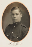 An ultra rare Mounted Cadets set of badges 1900 to 1912 period. Cossum 106. Comprising Bullion patch (showing wear), a near mint enamel Hat badge by Stokes and a single collar.