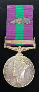 Single: General Service 1918-62, 1 clasp, Malaya, G.VI.R., with scarce M.I.D. 4035746 L.A.C. R. B. P. Baxter. R.A.F.