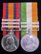 P51 Pair : Queen’s South Africa Medal 1899 with three clasps "T. Hts, R of Lady., Belfast” and Kings South Africa medal with two clasps “S.A 1901 & S.A. 1902” both medals correctly impressed to 3325 Pte G. Hanson, Devon Regt. KSA typo on Regt. No 3235.