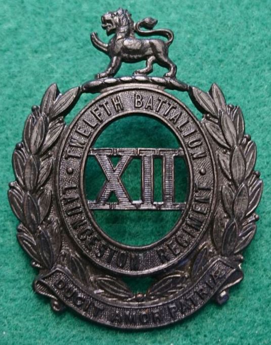 12th Infantry Battalion The Launceston Regiment 59mm Oxidised Hat Badge