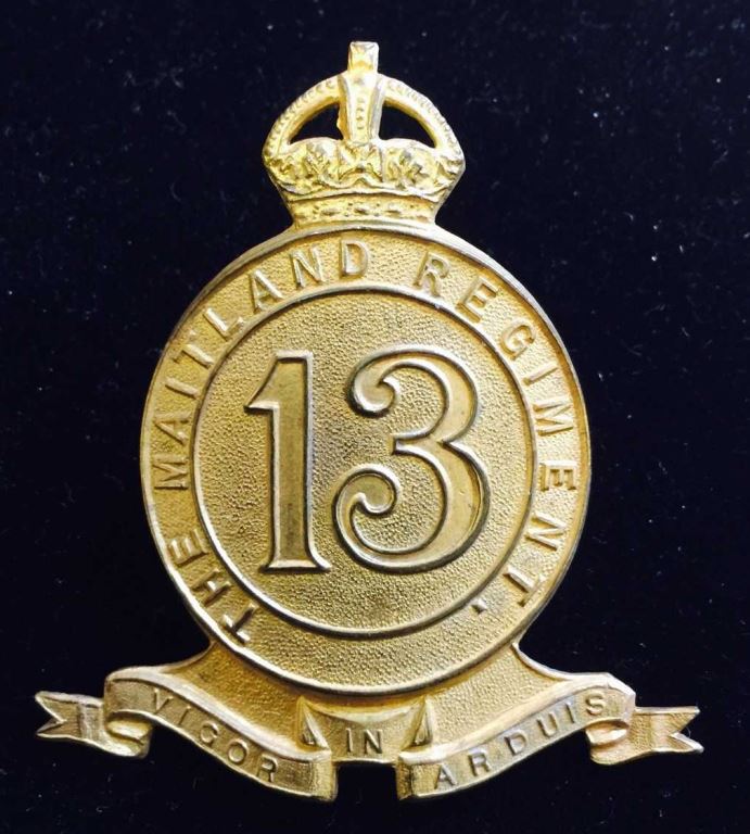 13th Infantry Battalion -The Maitland  Regiment - 56mm brass Hat Badge  (C246) $575