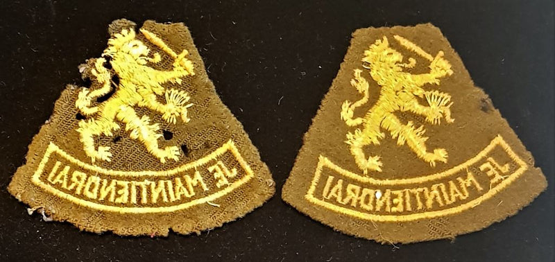 PAIR OF WARTIME BRITISH MADE SLEEVE PATCHES FOR THE EXILED DUTCH ARMY