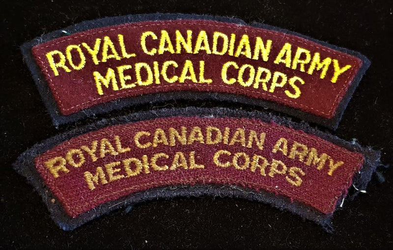 PAIR OF ROYAL CANADIAN ARMY MEDICAL CORPS SHOULDER FLASHES