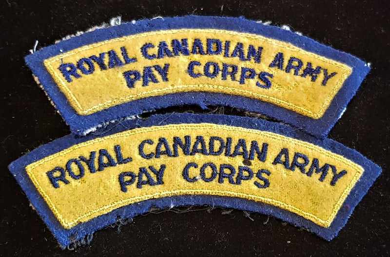 PAIR OF ROYAL CANADIAN ARMY PAY CORPS SHOULDER FLASHES