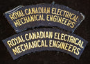 PAIR OF ROYAL CANADIAN ELECTRICAL MECHANICAL ENGINEERS SHOULDER FLASHES
