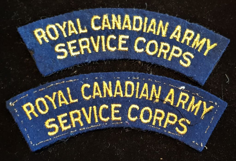 PAIR OF ROYAL CANADIAN ARMY SERVICE CORPS SHOULDER FLASHES