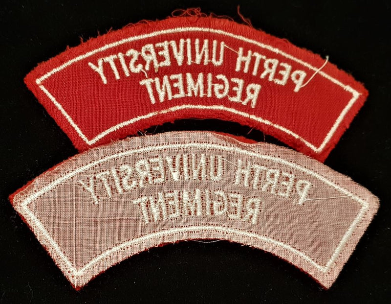 PAIR OF PERTH UNIVERSITY REGIMENT SHOULDER FLASHES