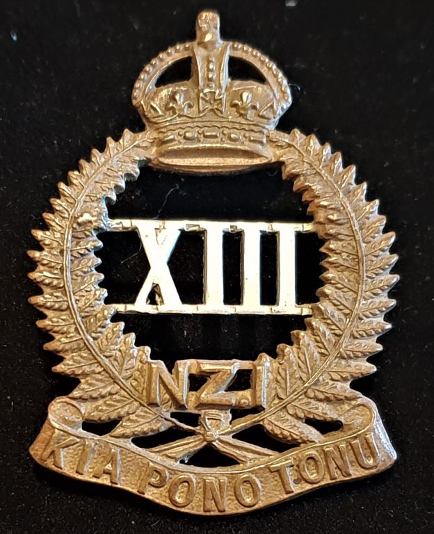 WW1 NEW ZEALAND 13TH (NORTH CANTERBURY)  MOUNTED RIFLES CAP BADGE