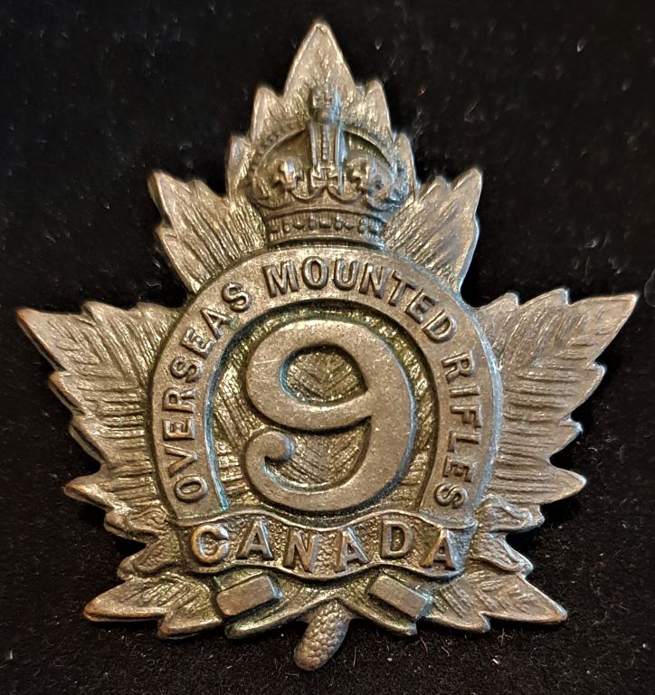 4-9, 9th CANADIAN MOUNTED RIFLES CAP BADGE (LLOYDMINSTER, ALBERTA/SASKATCHEWAN)