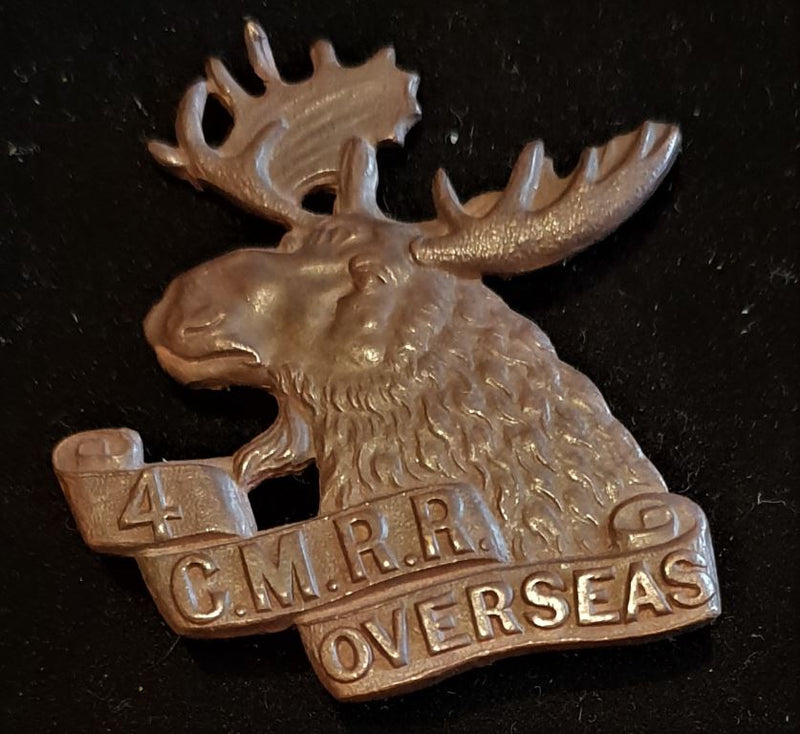 4-4a, 4th CMRR CANADIAN MOUNTED RIFLES CAP BADGE